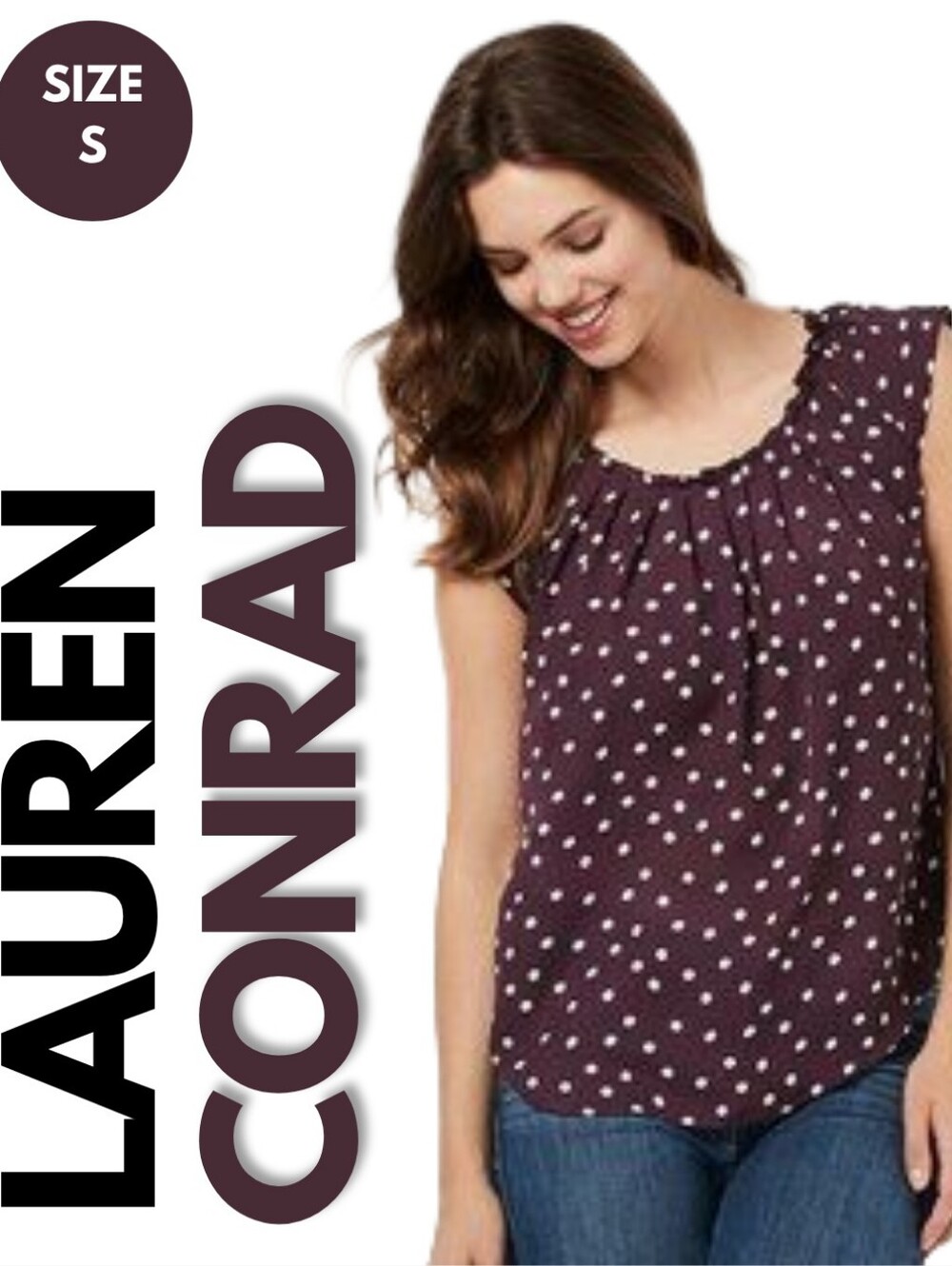 BOGO LC Lauren Conrad Pleated Polka Dot Blouse Size S